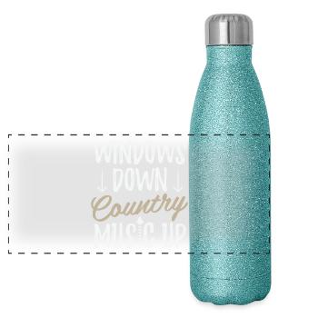 T-shirt de musique - Gourde isotherme panoramique pailletée 500 ml - paillettes bleues - Devant