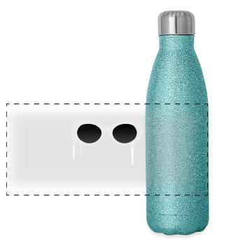 Clout Goggles Glasses Sonnenbrille Retro Geschenk - Panorama Glitzer Isolierflasche 500 ml - Blau Glitzer - Vorne