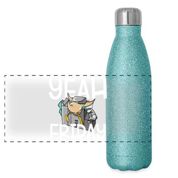 Ouais, vendredi - Gourde isotherme panoramique pailletée 500 ml - paillettes bleues - Devant