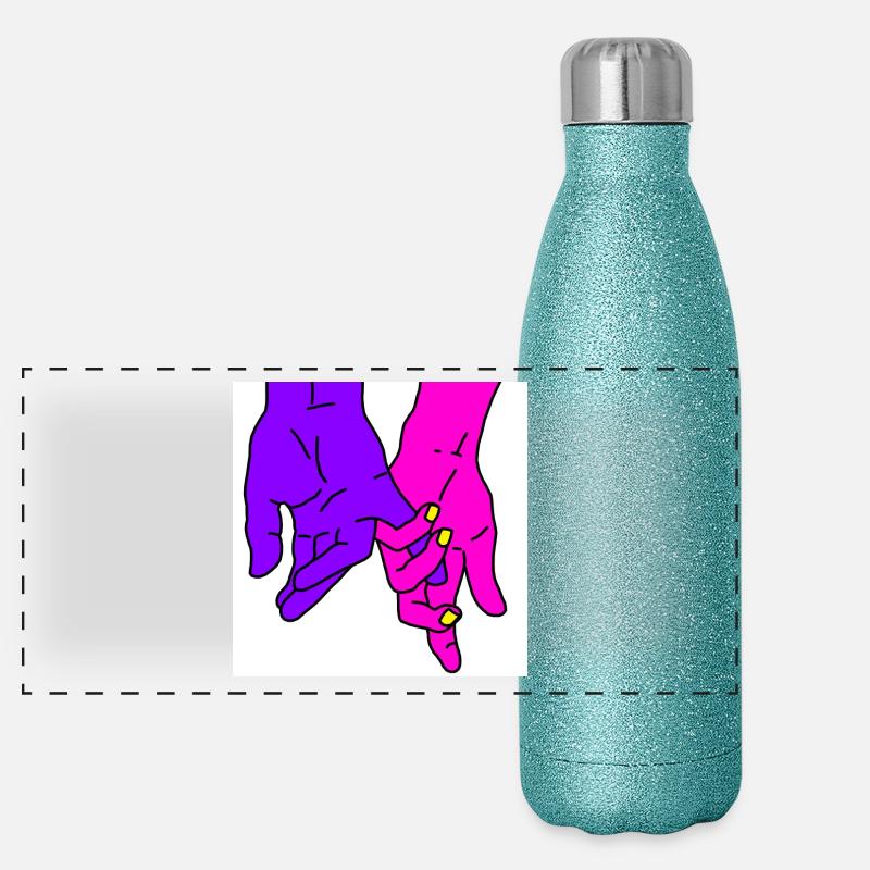 hands purple - Panoramic Glitter Thermal Bottle 500 ml - blue glitter