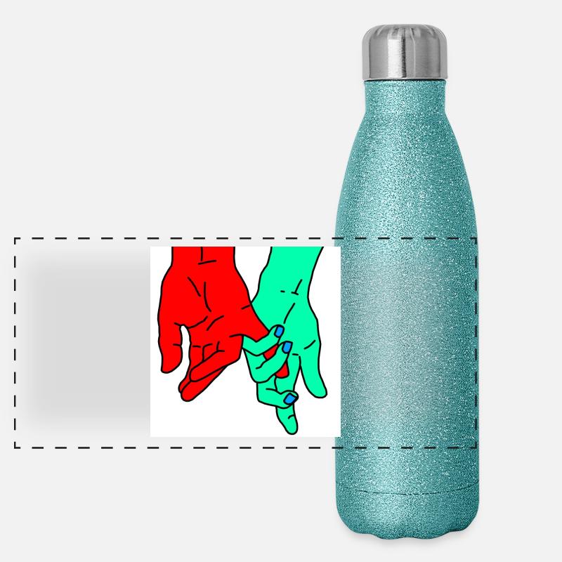 mains rouge vert Gourde isotherme panoramique pailletée 500 ml