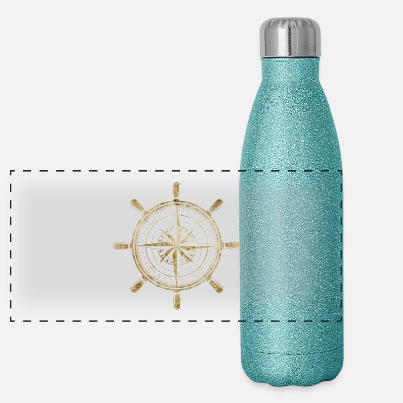 Boussole en or Gourde isotherme panoramique pailletée 500 ml
