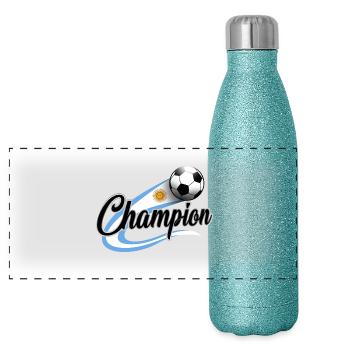 ARGENTINA SOCCER - Panorama Glitzer Isolierflasche 500 ml - Blau Glitzer - Vorne
