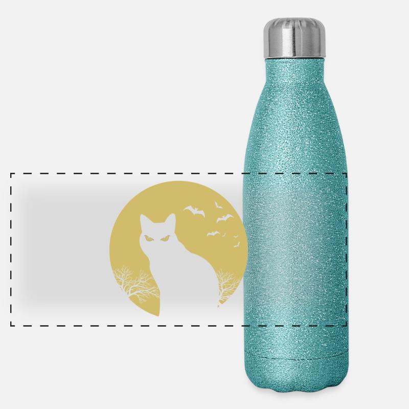 halloween Katze Mond Panorama Glitzer Isolierflasche 500 ml