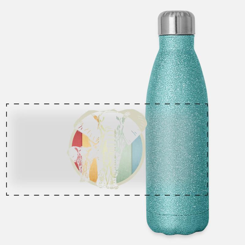 Bunter retro Elefant Panorama Glitzer Isolierflasche 500 ml