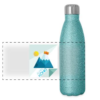 Alpine king mountains snow crown - Panoramic Glitter Thermal Bottle 500 ml - blue glitter - Front