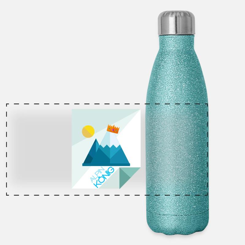 Alpine king mountains snow crown Panoramic Glitter Thermal Bottle 500 ml