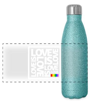 L'amour LGBT est la fierté gay de Love Square - Gourde isotherme panoramique pailletée 500 ml - paillettes bleues - Devant