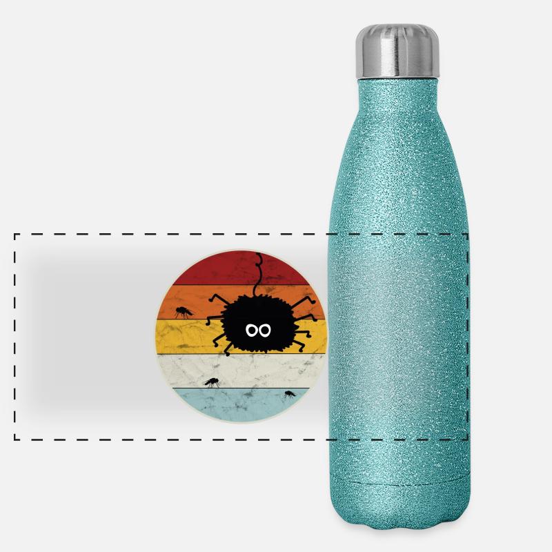 Rétro araignée mouche insecte nature marche insecte Gourde isotherme panoramique pailletée 500 ml