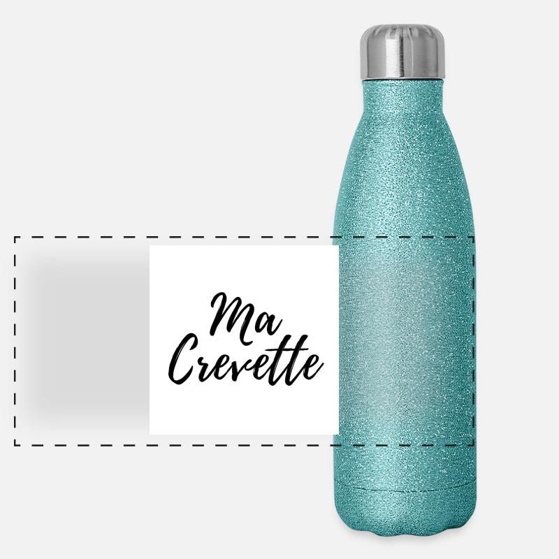 MEINE GARNELEN - Panorama Glitzer Isolierflasche 500 ml - Blau Glitzer