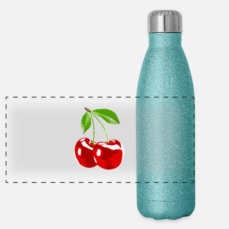 Cherry Kirsche Obst Ernte Panorama Glitzer Isolierflasche 500 ml