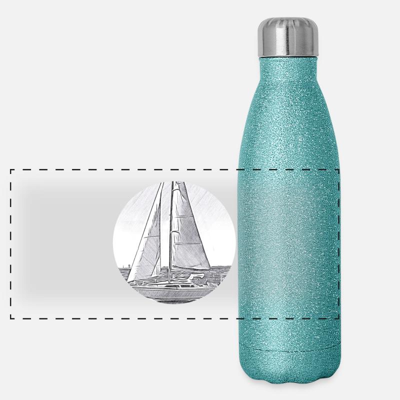 sail - Panoramic Glitter Thermal Bottle 500 ml - blue glitter