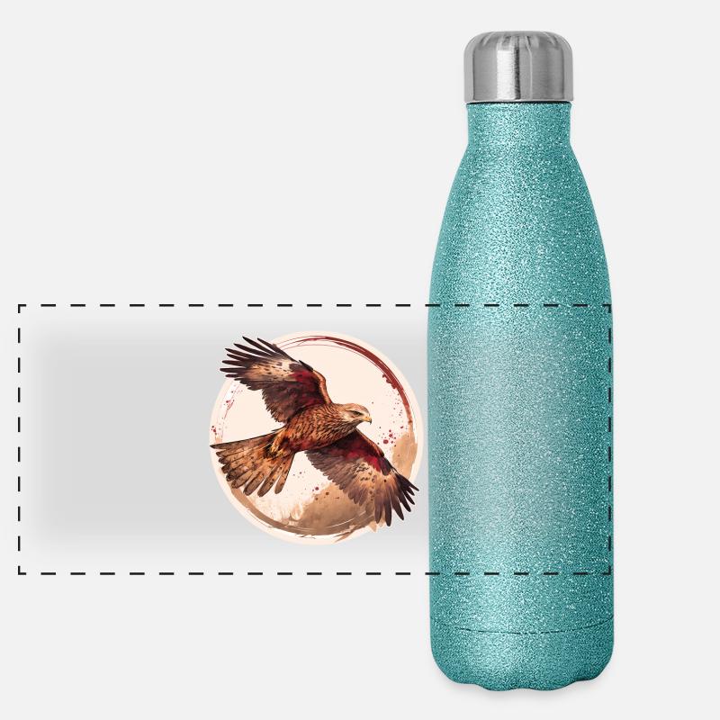 Rotmilan Greifvogel Panorama Glitzer Isolierflasche 500 ml