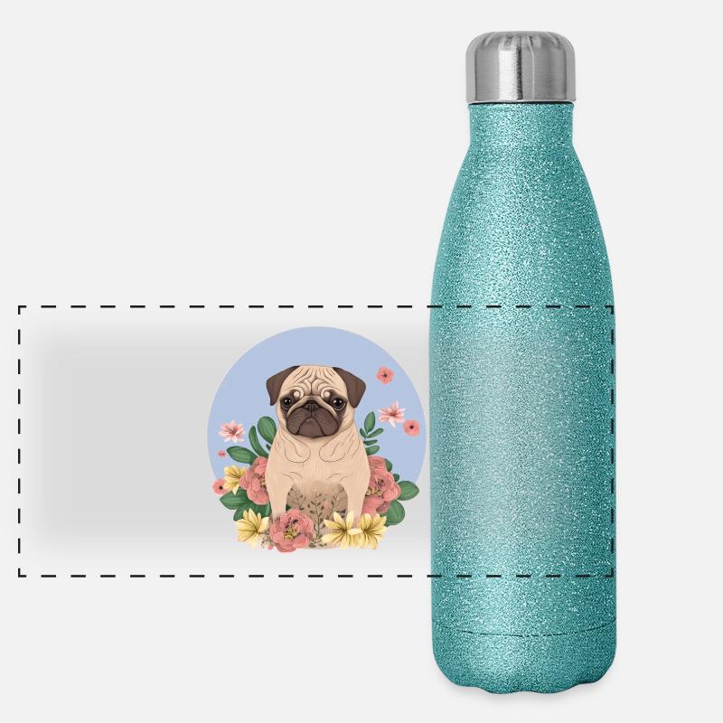 Pug Panoramic Glitter Thermal Bottle 500 ml