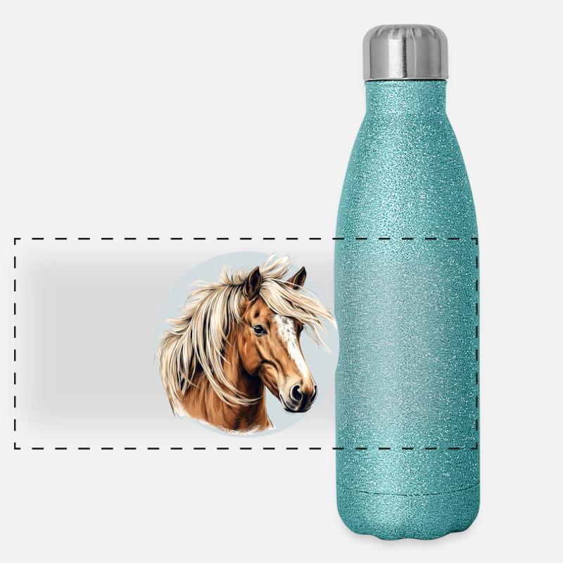 Cheval Haflinger Gourde isotherme panoramique pailletée 500 ml