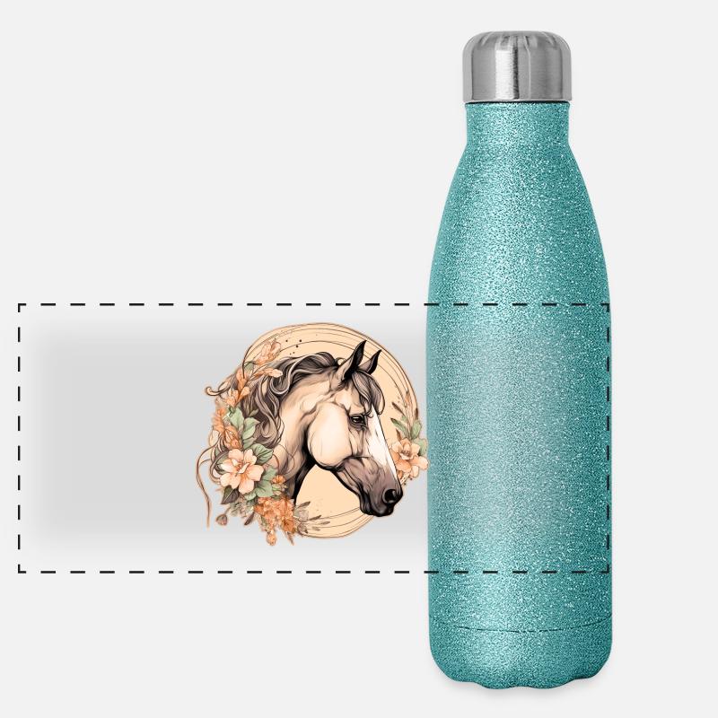 Cheval Boho Gourde isotherme panoramique pailletée 500 ml