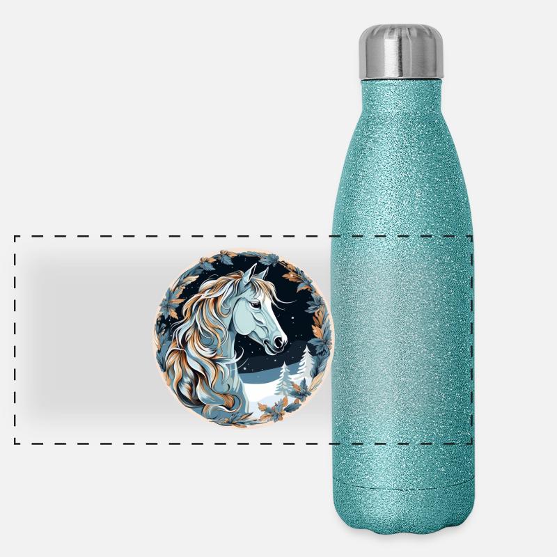 Pferd Winter Boho Panorama Glitzer Isolierflasche 500 ml