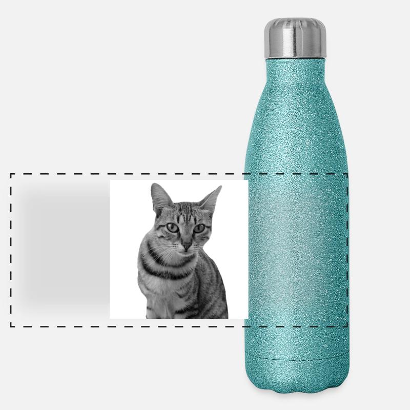 Chat blanc Chat Chat blanc Cadeau Gourde isotherme panoramique pailletée 500 ml
