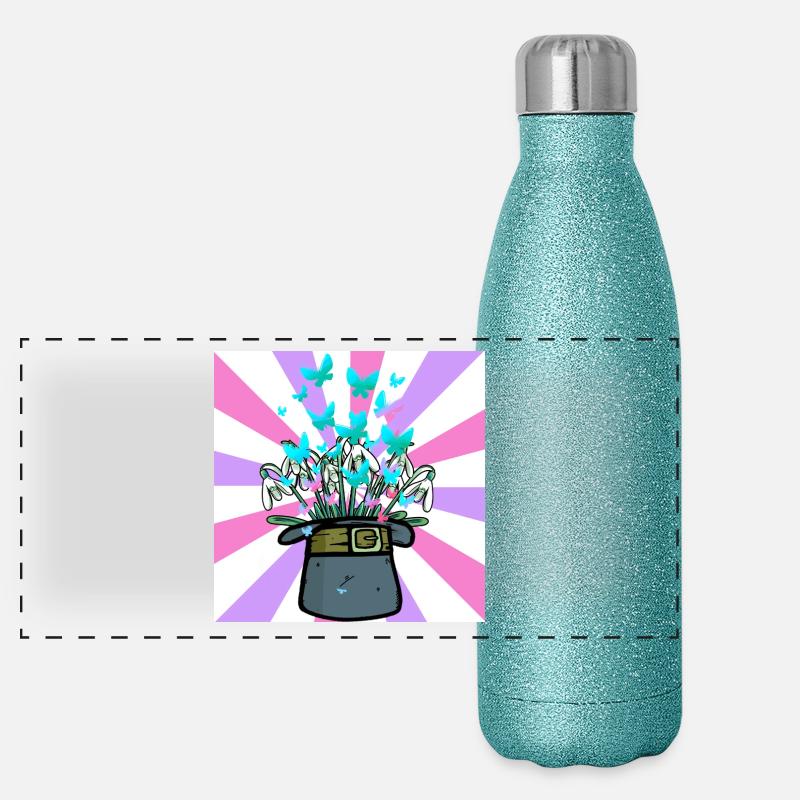 Hat Conjure Spring Beginning Flowers Flower Panoramic Glitter Thermal Bottle 500 ml
