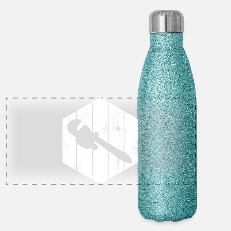 Pipe Wrench Sketch - Panoramic Glitter Thermal Bottle 500 ml - blue glitter