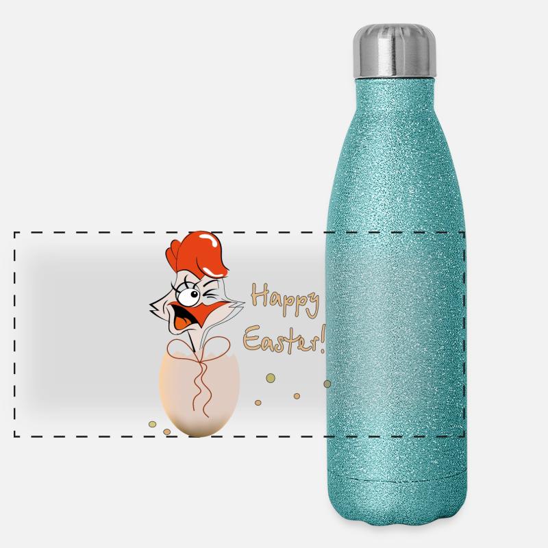 Joyeuses Pâques Coq Gourde isotherme panoramique pailletée 500 ml