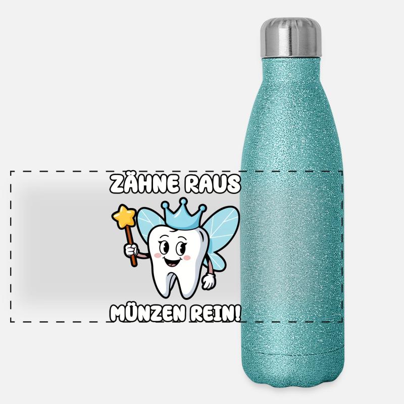 Les dents sorties, les pièces de monnaie dedans ! Gourde isotherme panoramique pailletée 500 ml