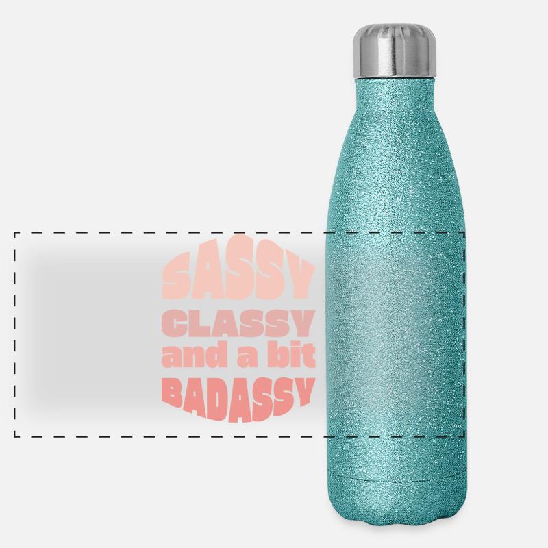 Sassy Classy Badass Typography Tee Panoramic Glitter Thermal Bottle 500 ml