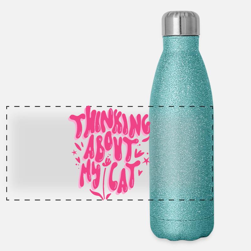 Penser à mon chat – L’amour des chats Gourde isotherme panoramique pailletée 500 ml