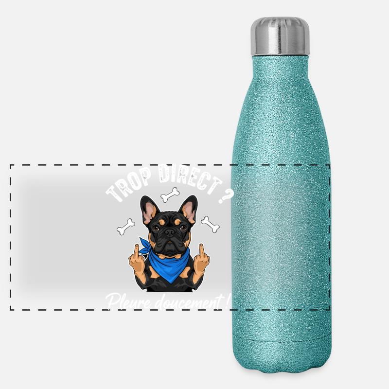 Bouledogue français cool Gourde isotherme panoramique pailletée 500 ml