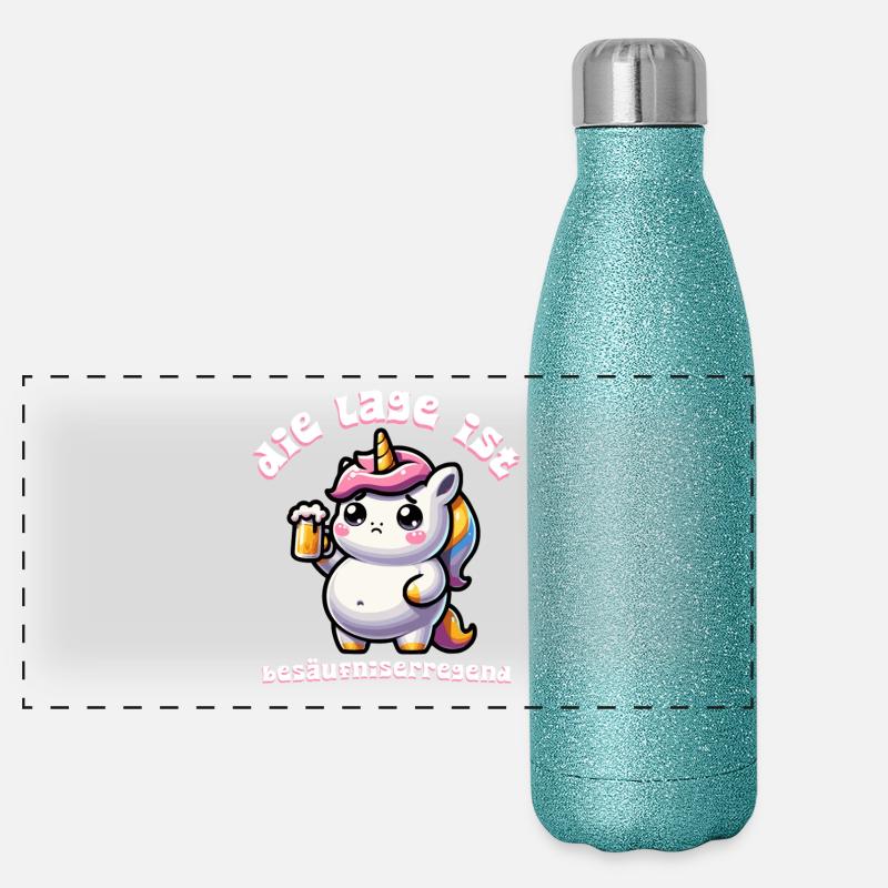 Süßes Einhorn Bier Feier Panorama Glitzer Isolierflasche 500 ml