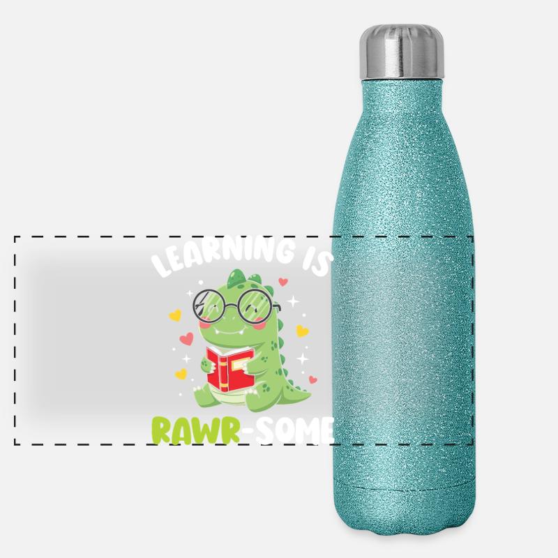 Dinosaur Kindergarten Elementary Kids Panoramic Glitter Thermal Bottle 500 ml