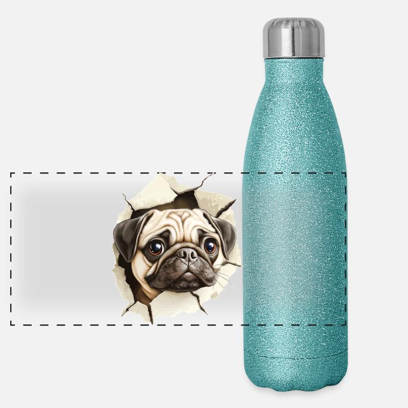 Pug Panoramic Glitter Thermal Bottle 500 ml