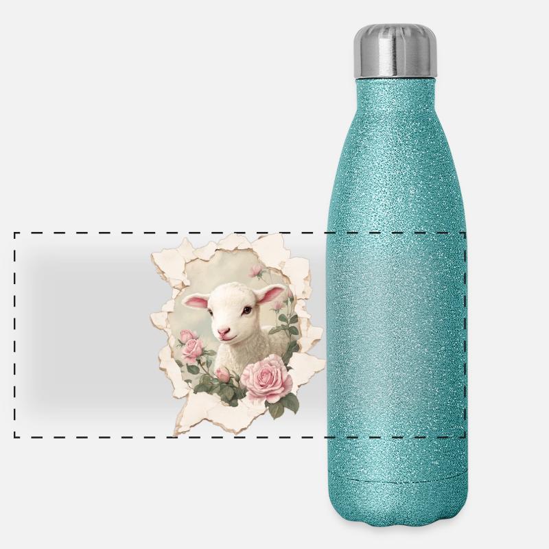 Lamm  Panorama Glitzer Isolierflasche 500 ml