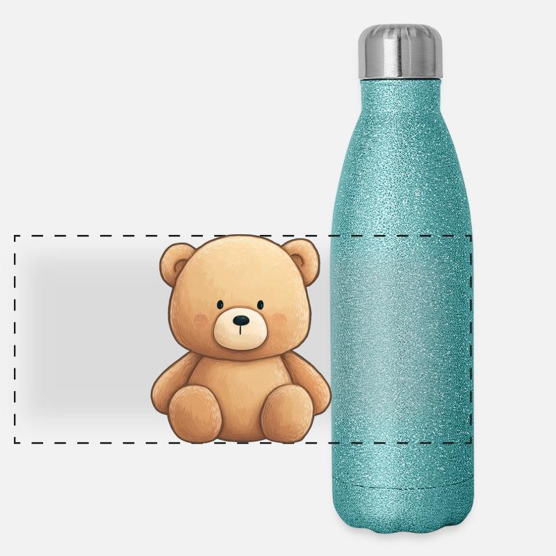 Soft and comforting teddy bear, teddy bear Panoramic Glitter Thermal Bottle 500 ml