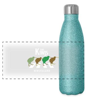 "The Kiwis" - Panoramic Glitter Thermal Bottle 500 ml - blue glitter - Front