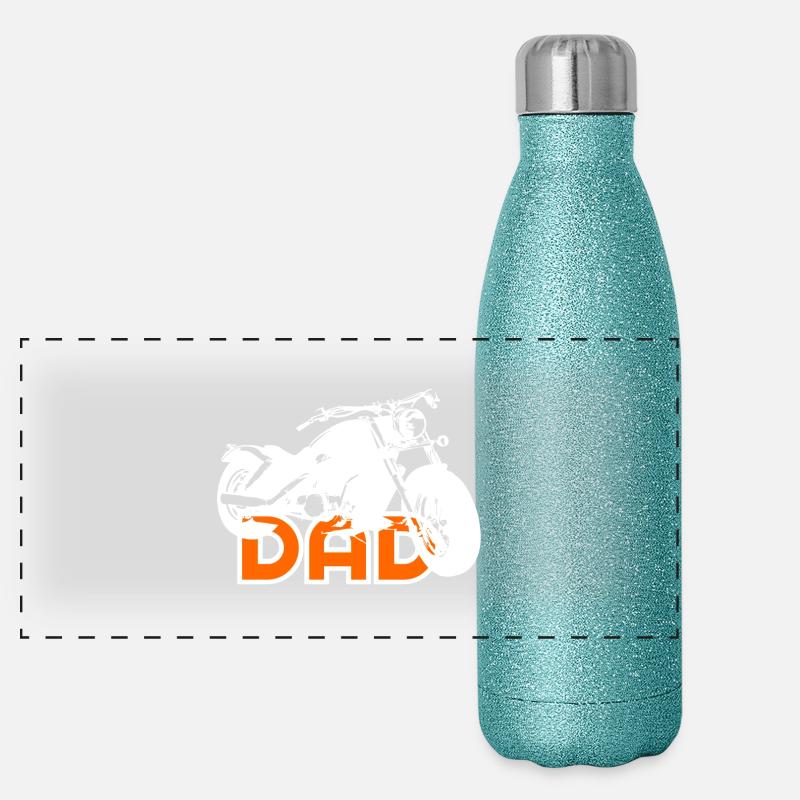 Biker DAD White/Orange Motorcycle Panorama Glitzer Isolierflasche 500 ml