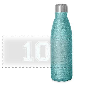 10 in white in the used look - Panoramic Glitter Thermal Bottle 500 ml - blue glitter - Front
