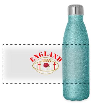 England rose style oval rugby ball - Panoramic Glitter Thermal Bottle 500 ml - blue glitter - Front