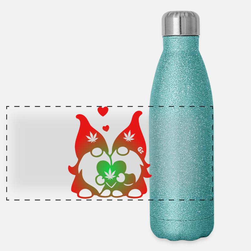 Kifferzwerge mit Hanf-Herz Panorama Glitzer Isolierflasche 500 ml