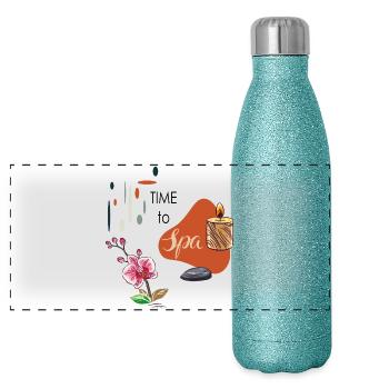 Temps à Spa - Gourde isotherme panoramique pailletée 500 ml - paillettes bleues - Devant