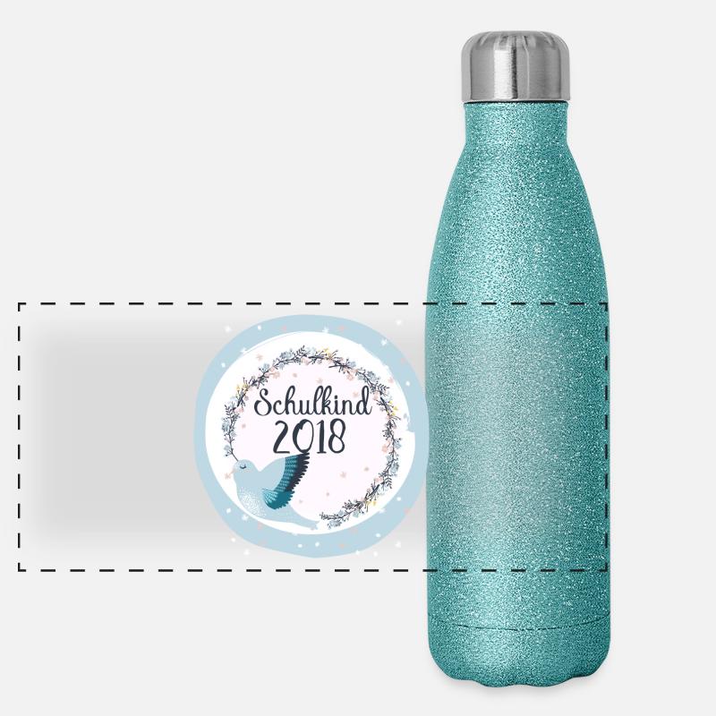 Schulkind 2018 Einschulung Vogel Mädchen Panorama Glitzer Isolierflasche 500 ml
