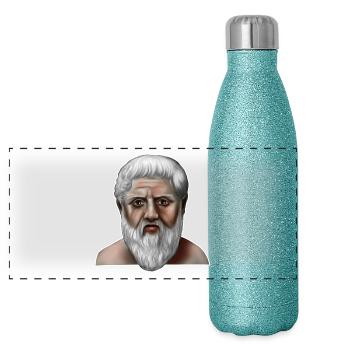 Plato Greek Philosopher - Panoramic Glitter Thermal Bottle 500 ml - blue glitter - Front