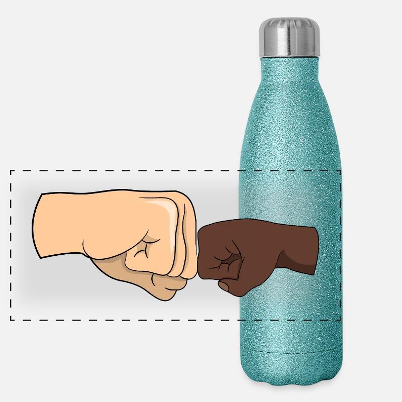 Fäuste in Freundschafts-Geste Panorama Glitzer Isolierflasche 500 ml
