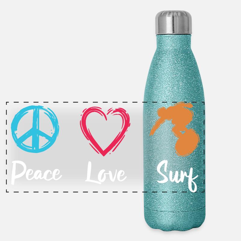 Peace Love Surf Gourde isotherme panoramique pailletée 500 ml