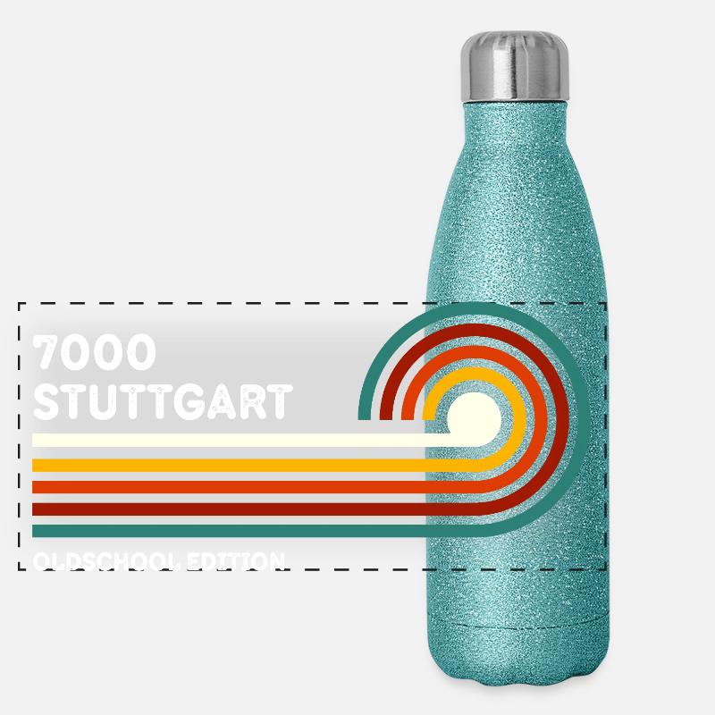 Stuttgart Retro Chemise 7000 Code postal 80s Gourde isotherme panoramique pailletée 500 ml
