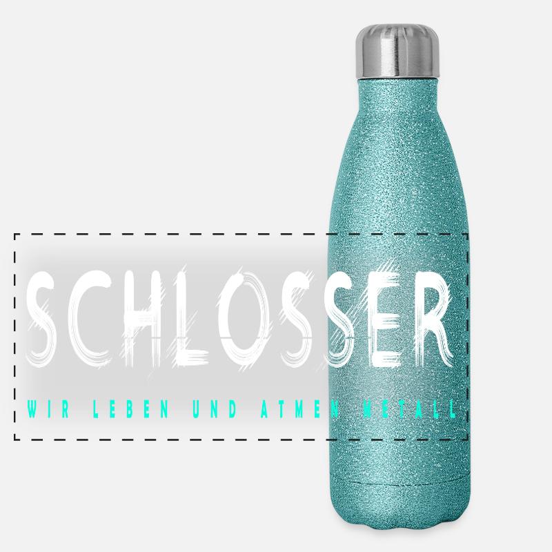 Schlosser Handwerker Design Panorama Glitzer Isolierflasche 500 ml