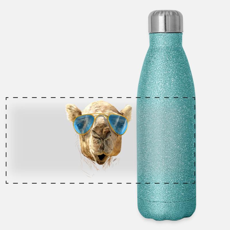 Camel with sunglasses Panoramic Glitter Thermal Bottle 500 ml