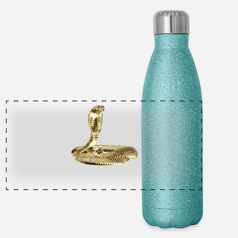 Cobra in attack on Black Panoramic Glitter Thermal Bottle 500 ml