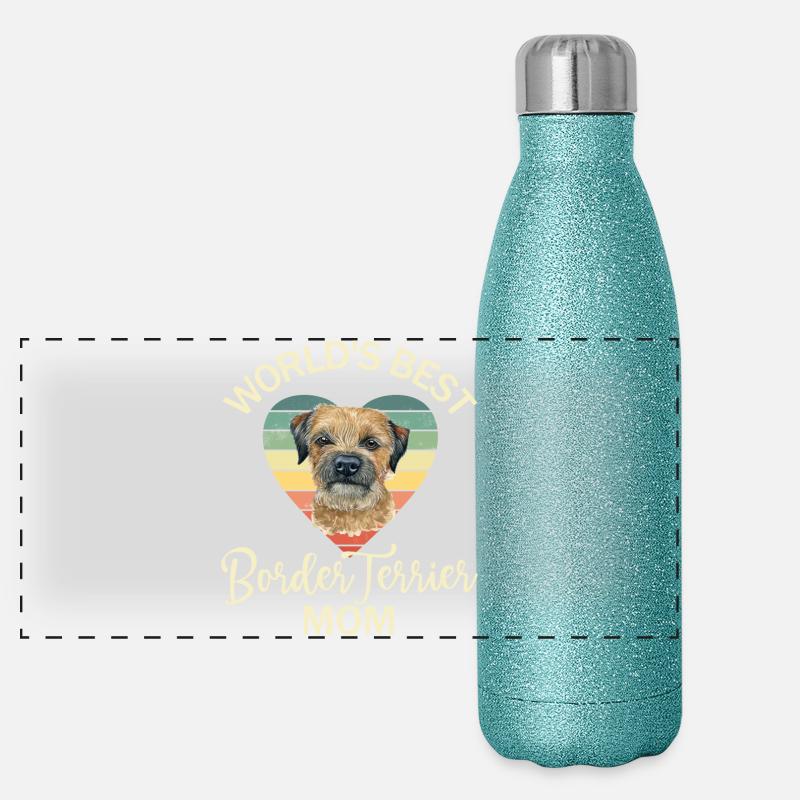 Chien Border Terrier Gourde isotherme panoramique pailletée 500 ml