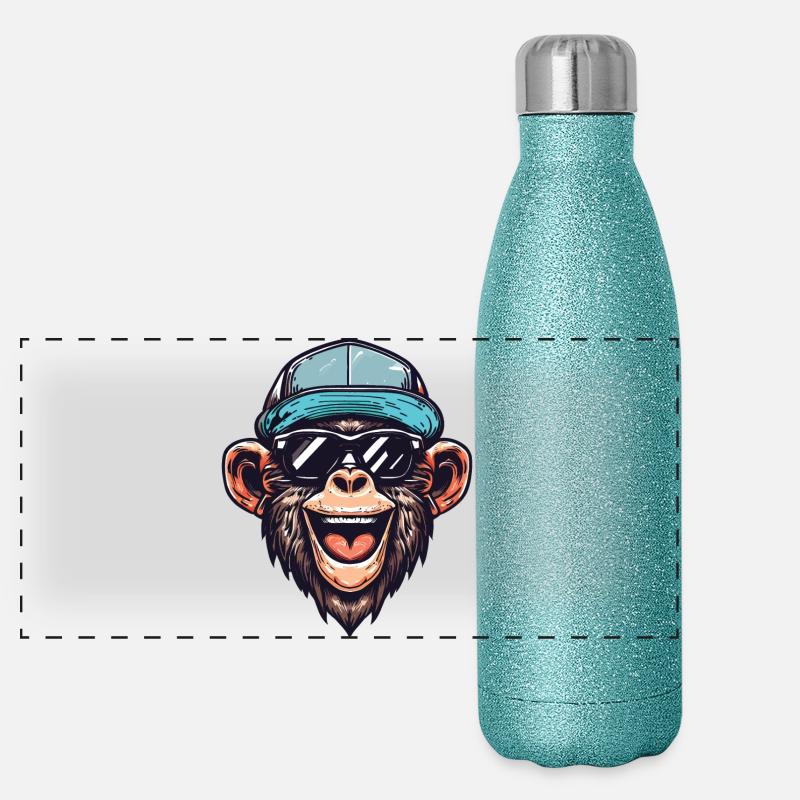 Lustiger Affe Panorama Glitzer Isolierflasche 500 ml